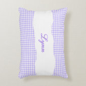 Rustic Purple Gingham Personalized Name アクセントクッション (正面(垂直))