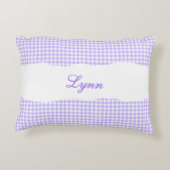 Rustic Purple Gingham Personalized Name アクセントクッション (裏面)