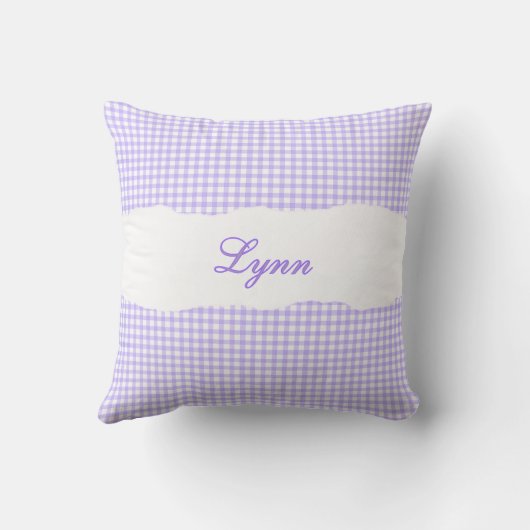 Rustic Purple Gingham Personalized Name クッション (裏面)