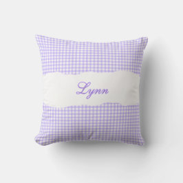 Rustic Purple Gingham Personalized Name クッション