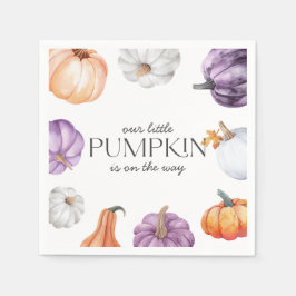 Rustic Purple Orange White Pumpkin Baby Shower スタンダードカクテルナプキン