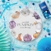 Rustic Purple Orange White Pumpkin Baby Shower ペーパープレート (パーティー)