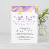 Rustic Purple Twinkle Little Star Gender Reveal 招待状 (スタンド正面)