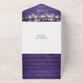 Rustic Purple Wood String Lights QRコード ウェディング オールインワン招待状 (外側)