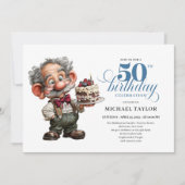 Rustic Quirky Man 50th Birthday Whimsical Humor  招待状 (正面)
