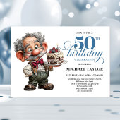 Rustic Quirky Man 50th Birthday Whimsical Humor 招待状