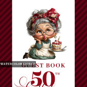 Rustic Quirky Woman 50th Birthday Whimsical Book ゲストブック