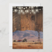 Rustic Ranch Barn Wood String Lights Wedding 招待状 (裏面)
