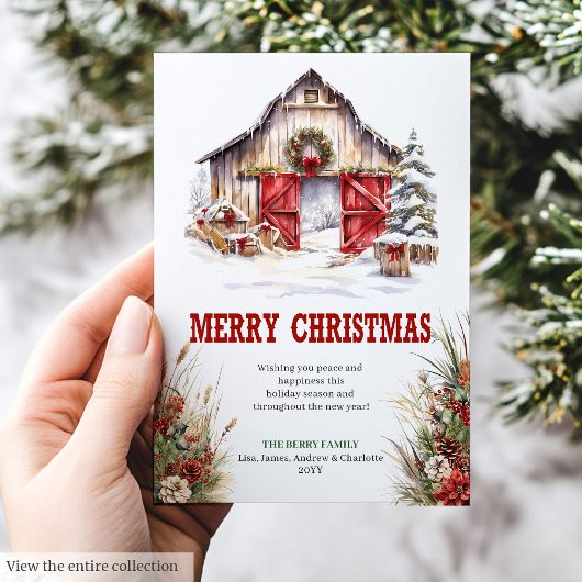 Rustic ranch Christmas greeting card editable シーズンカード