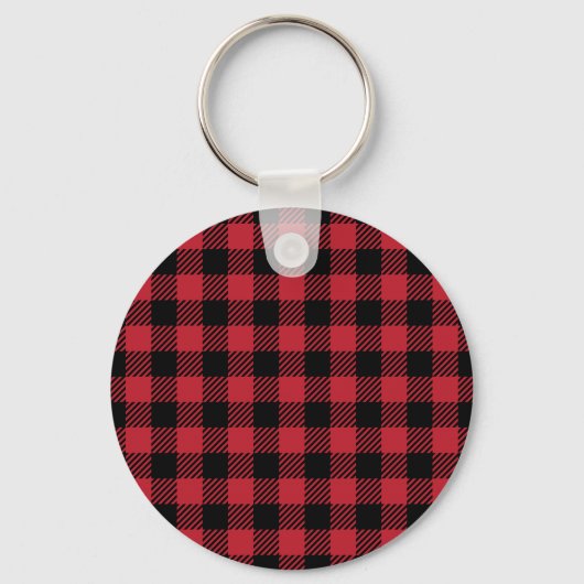 Rustic Red and Black Buffalo Plaid Flannel キーホルダー (正面)