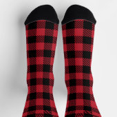 Rustic Red and Black Buffalo Plaid Flannel ソックス (上部)