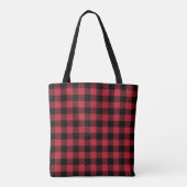 Rustic Red and Black Buffalo Plaid Flannel トートバッグ (裏面)