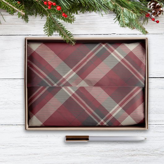 Rustic Red and Green Tartan Plaid Christmas 薄葉紙