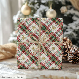 Rustic red and green watercolor greenery gift wrap ラッピングペーパー