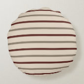Rustic Red and Taupe Stripe Pillow - Round ラウンドクッション (裏面)