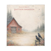 Rustic Red Barn and Crows Farm Scene |  ノートパッド (正面)