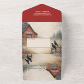 Rustic Red Barn, Crows, Farmstead Rural Wedding | オールインワン招待状 (外側)