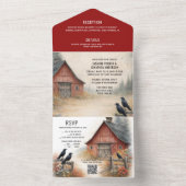 Rustic Red Barn, Crows, Farmstead Rural Wedding | オールインワン招待状 (内側)
