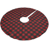 Rustic Red & Black Buffalo Plaid ブラッシュドポリエステルツリースカート (アングル)