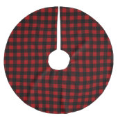 Rustic Red & Black Buffalo Plaid ブラッシュドポリエステルツリースカート (正面)