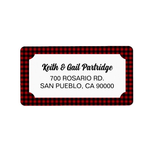 Rustic Red & Black Buffalo Plaid Custom ラベル (正面)