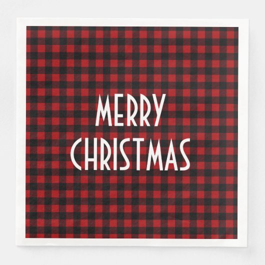 Rustic Red & Black Buffalo Plaid Merry Christmas (正面)