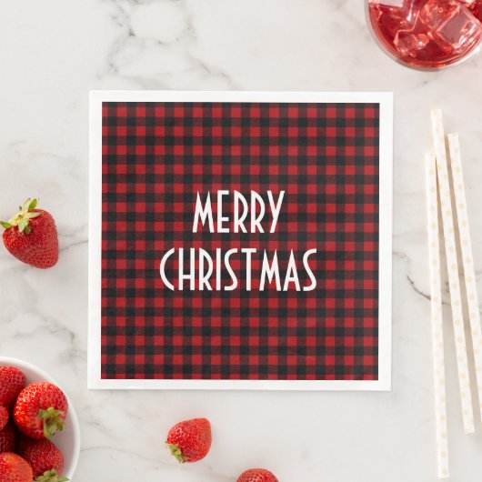 Rustic Red & Black Buffalo Plaid Merry Christmas (インサイチュ)