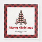 Rustic Red Black Plaid Christmas Napkin Custom (正面)