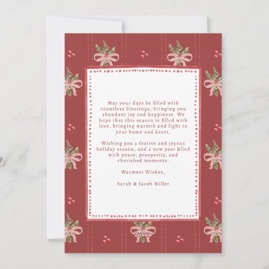 Rustic Red Botanical Christmas Card シーズンカード (裏面)