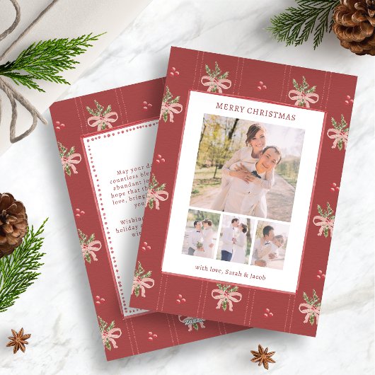 Rustic Red Botanical Christmas Card シーズンカード
