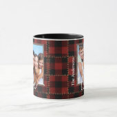 Rustic Red Buffalo Plaid Customizable Family Photo マグカップ (中央)