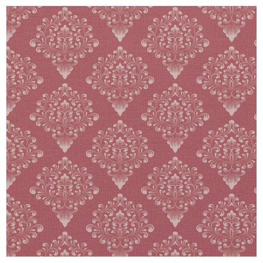 Rustic Red Damask ファブリック (クローズアップ)