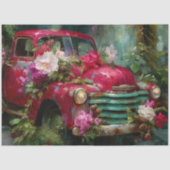Rustic Red Floral Truck Decoupage 薄葉紙 (正面)