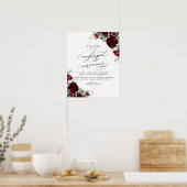 Rustic Red Floral Unplugged Ceremony Wedding Sign ポスター (キッチン)