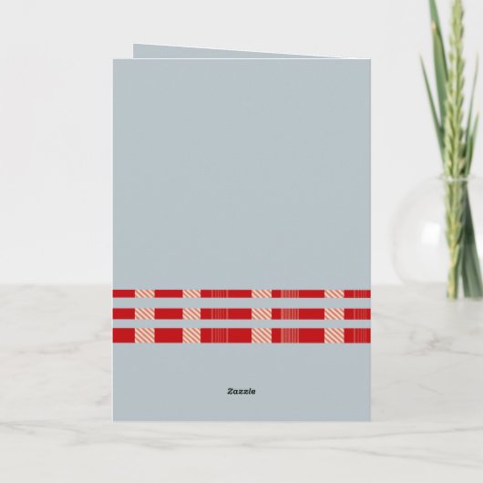 Rustic Red Gingham Christmas Card with Festive Bow カード (裏面)