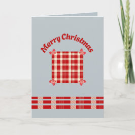 Rustic Red Gingham Christmas Card with Festive Bow カード