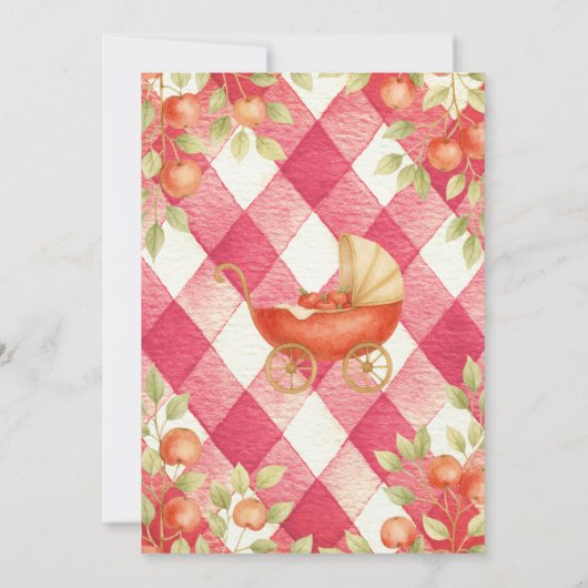 Rustic Red Gingham Clothesline Apple Baby Shower 招待状 (裏面)