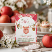 Rustic Red Gingham Clothesline Apple Baby Shower 招待状