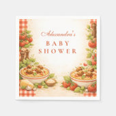 Rustic Red Gingham Little Meatball Baby Shower スタンダードカクテルナプキン (正面)