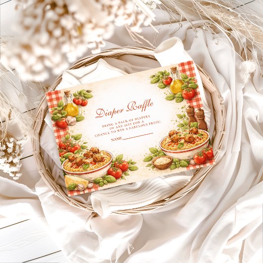 Rustic Red Gingham Little Meatball Diapper Raffle エンクロージャーカード