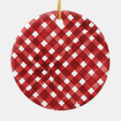 Rustic Red Gingham Noël セラミックオーナメント (裏面)