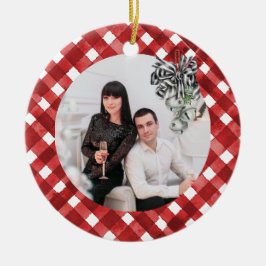 Rustic Red Gingham Noël セラミックオーナメント