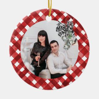 Rustic Red Gingham Noël セラミックオーナメント