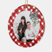 Rustic Red Gingham Noël セラミックオーナメント (左)