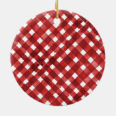 Rustic Red Gingham Noël セラミックオーナメント (裏面)