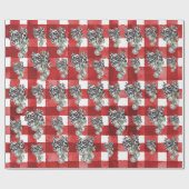 Rustic Red Gingham Noël ラッピングペーパー (フラット)