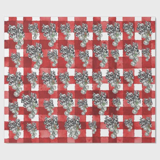 Rustic Red Gingham Noël ラッピングペーパー (フラット)