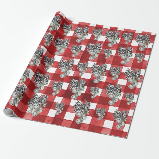 Rustic Red Gingham Noël ラッピングペーパー (アンロールド)