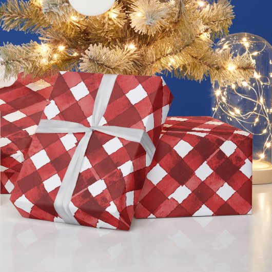 Rustic Red Gingham Noël ラッピングペーパー (クリスマス)