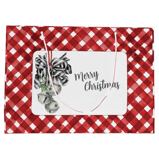 Rustic Red Gingham Noël ラージペーパーバッグ (裏面)